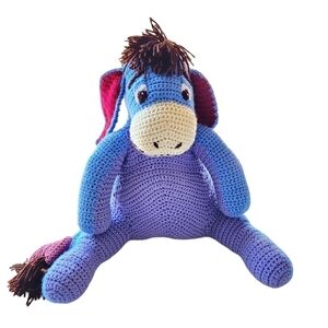 Handmade Large Disney Eeyore Winnie the Pooh crocheted plush stuffed animal